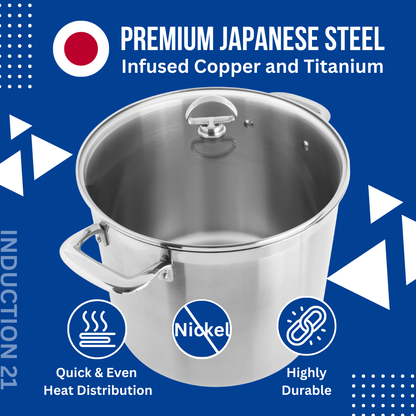 Chantal Induction 21 Steel Stockpot with Lid (12 Qt.)