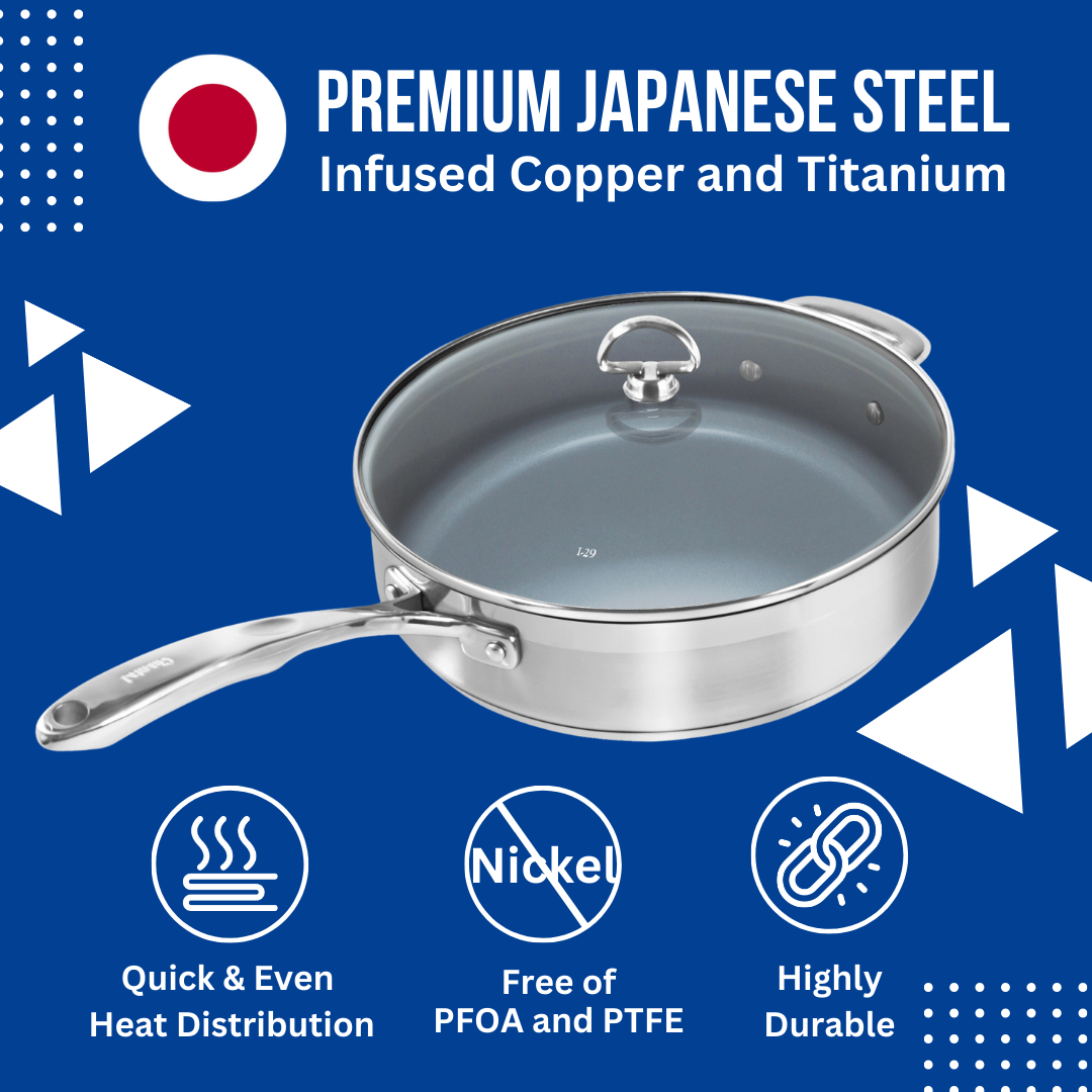 Chantal Induction 21 Steel Ceramic Coated Saute Skillet with Lid (5 Qt.)