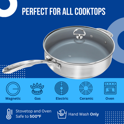 Chantal Induction 21 Steel Ceramic Coated Saute Skillet with Lid (5 Qt.)